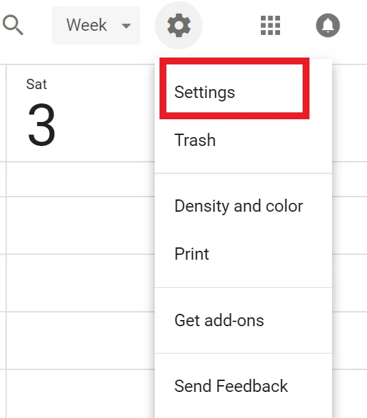 settings dropdown